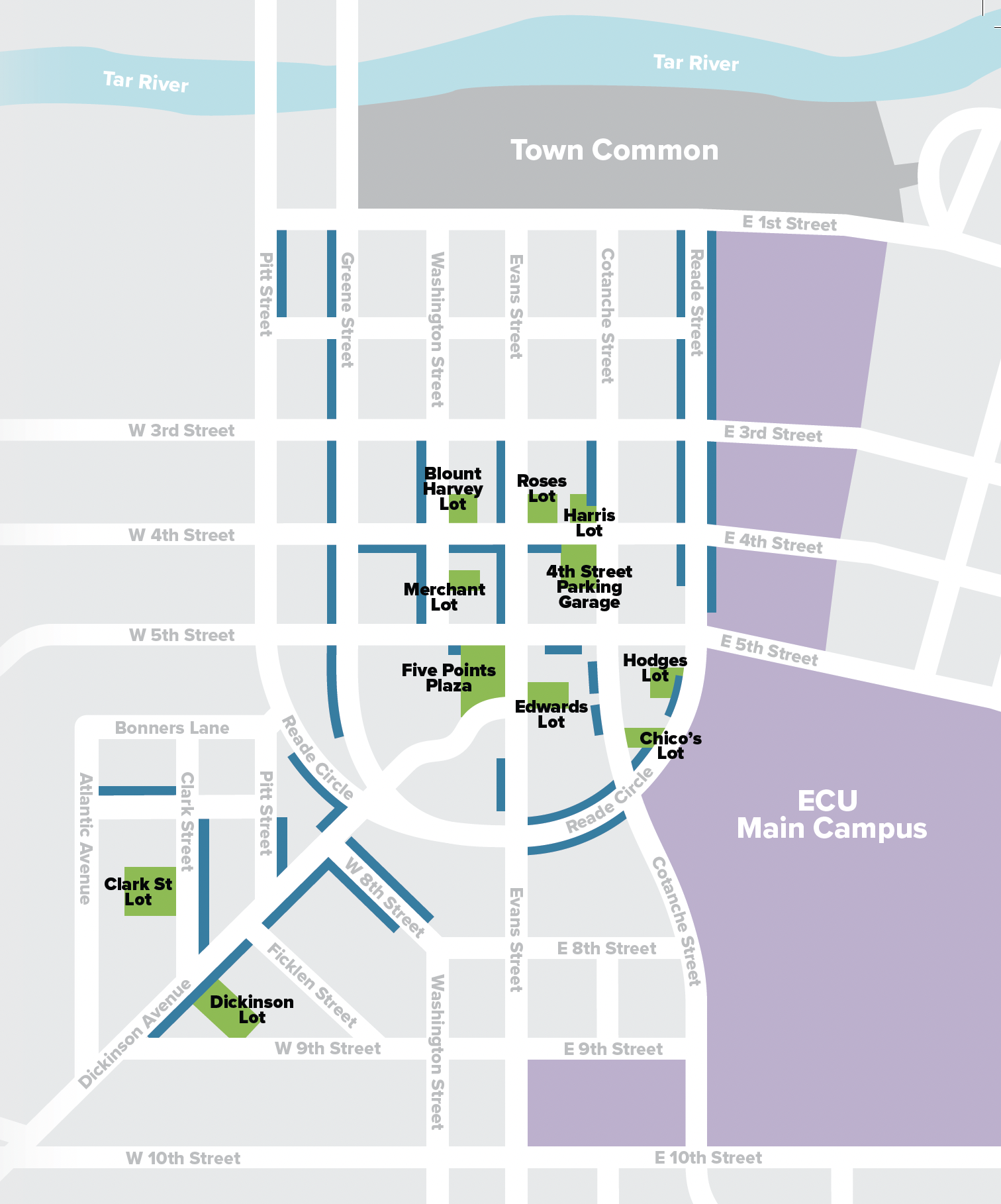 Map of parking lots