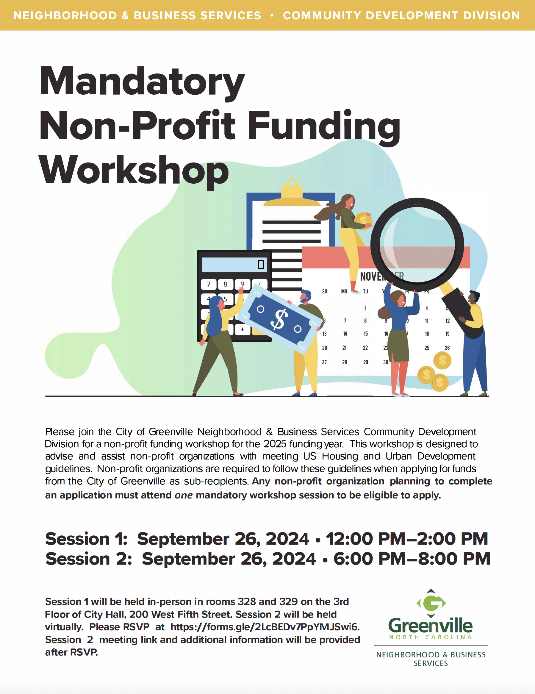 Non-profit funding workshop flyer