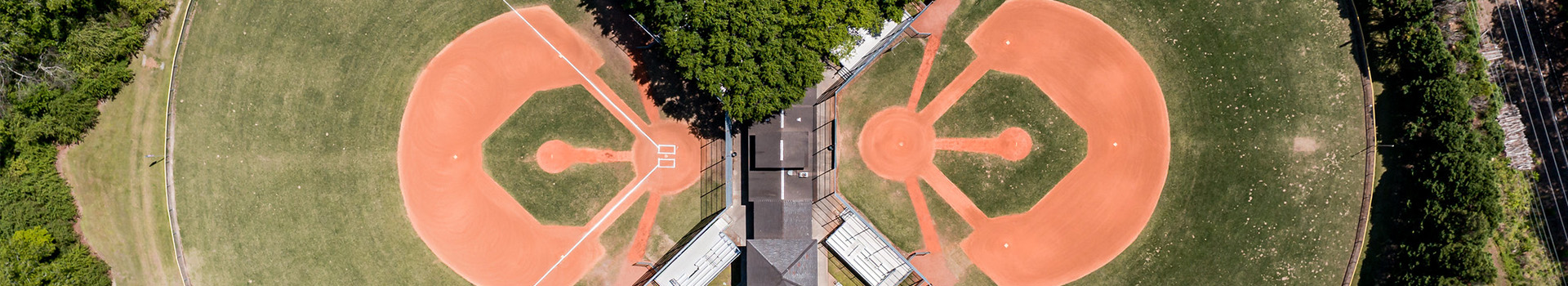 Aerial image of two baseball fields