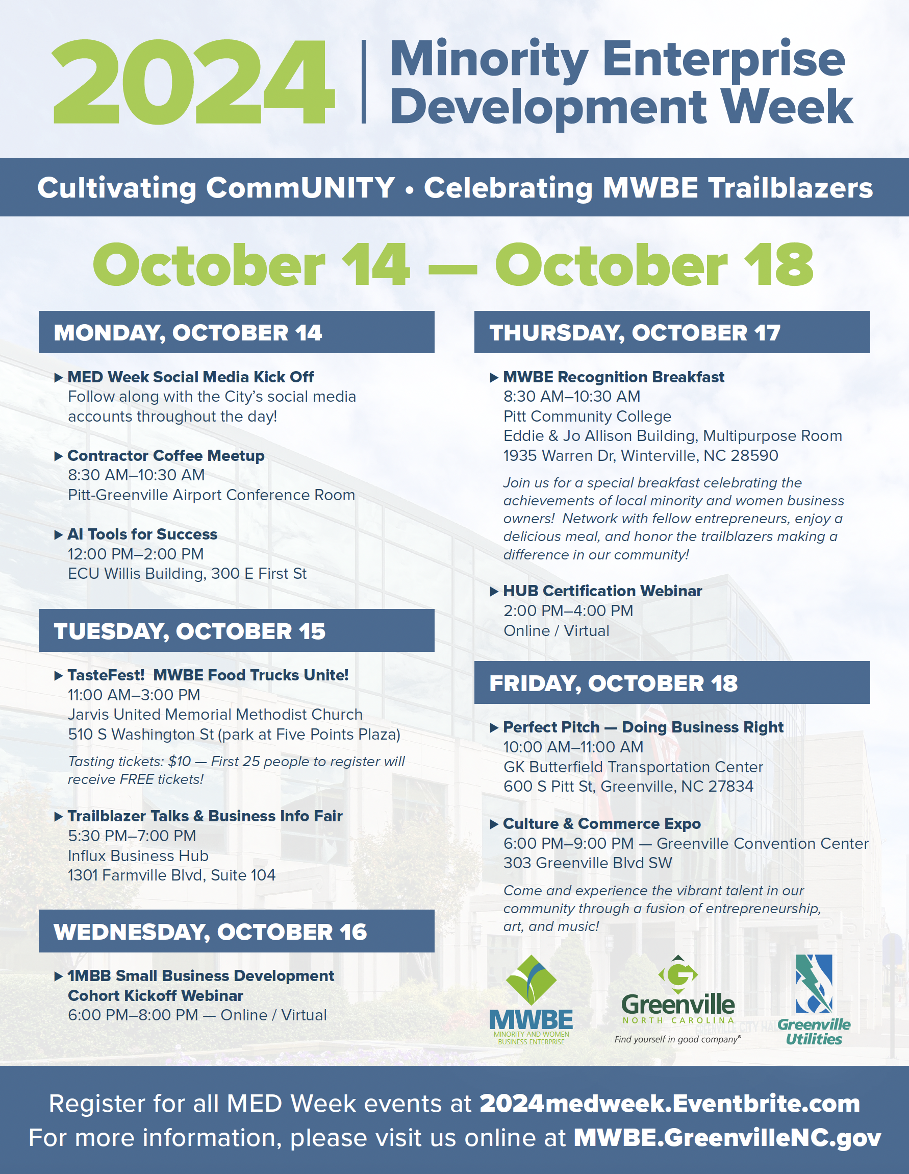 MWBE MED Week Flyer of Events