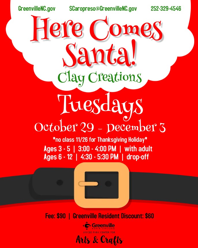 Here Comes Santa Clay Workshop Flyer