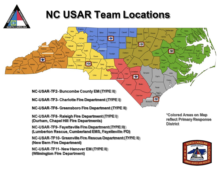 USAR Team Locations Map