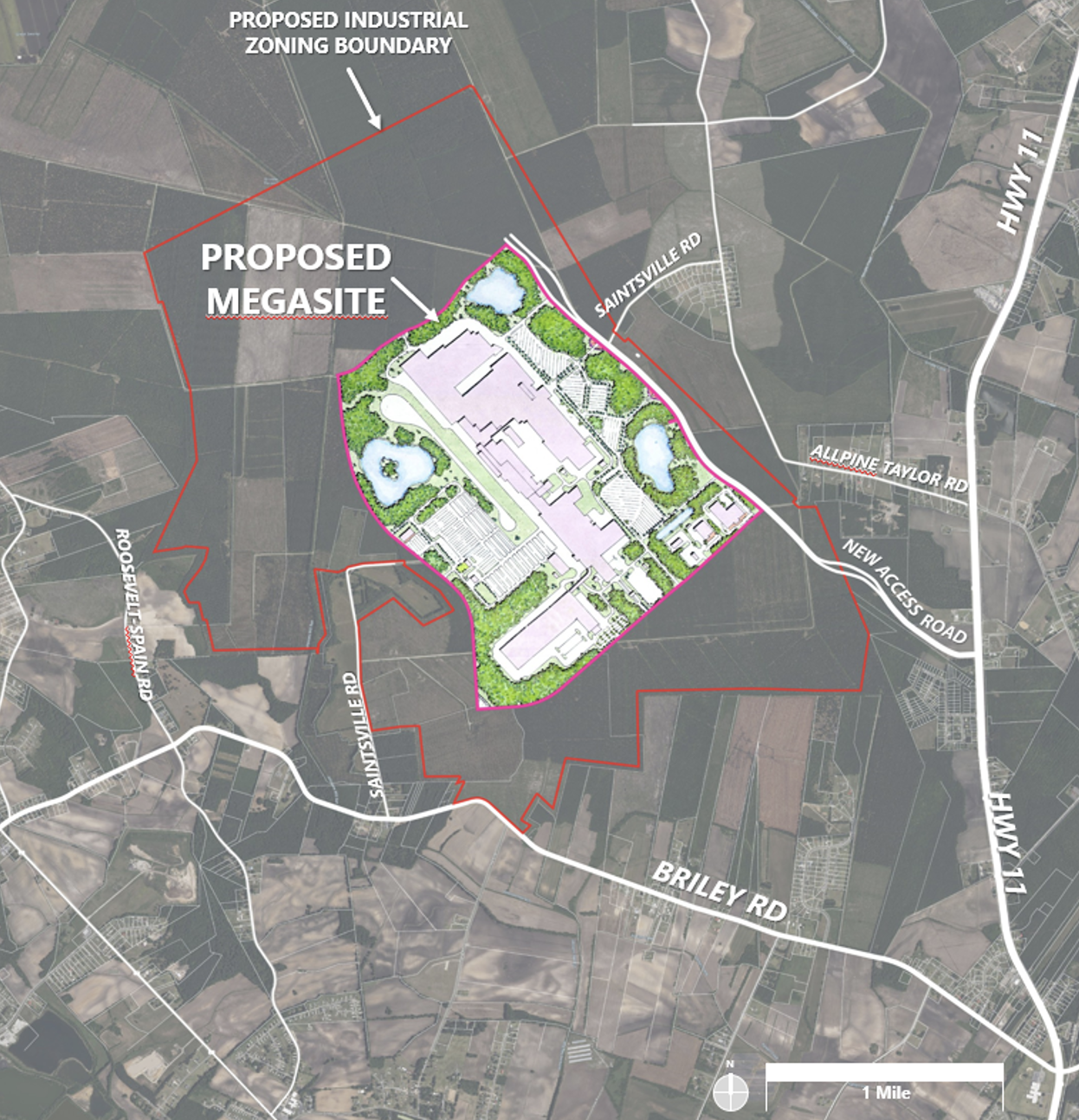 Proposed megasite aerial map