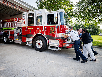 City Celebrates New Fire Engine with Push-In Ceremony