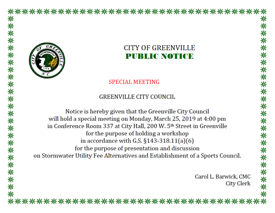 Special meeting notice