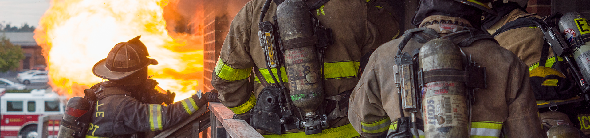 fire fighters at apartment fire