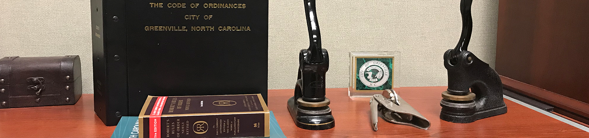 clerk items sitting on a desk